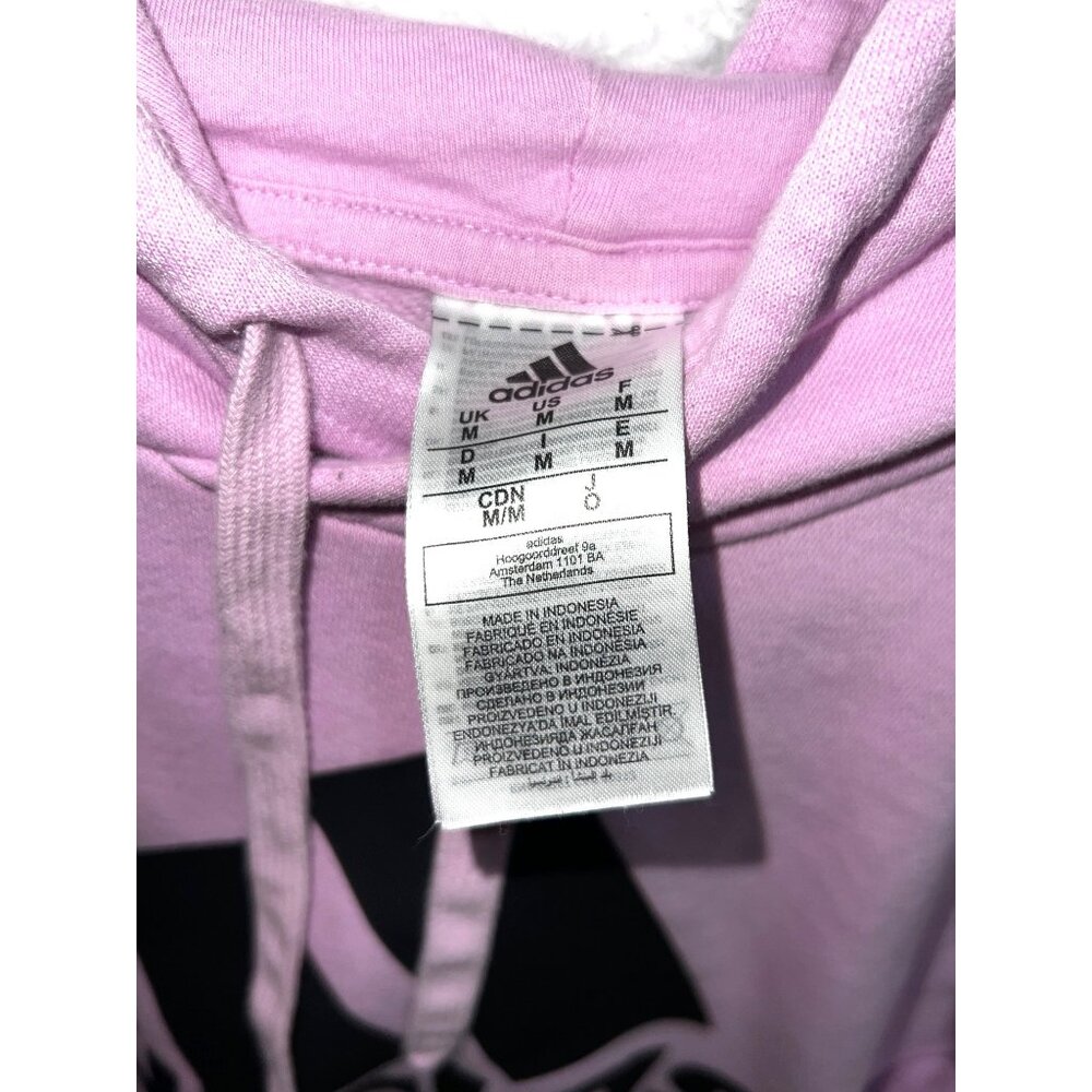 Adidas Womens Pink Hoodie Sweatshirt With Black Logo & Stripes Medium - Picture 3 of 5